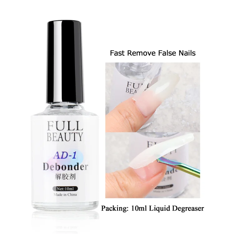 U-Shinein Nail Glue Remover for Press On Nails, 10ml Instant Nail Glue  Remover Kit, Fake Nails Adhesives Remover, Nail Glue Debonder with Wooden  Stick
