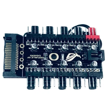 

ligent Temperature Control Pwm 4Pin 4 Pin Fan Hub 10 Way Controller with Big 4P Port and SATA Port Power Supply