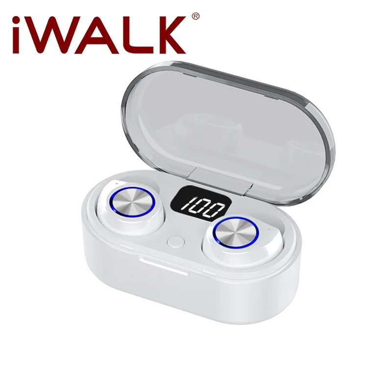 IWALK TWS Bluetooth 5 0 Earphone HIFI Sound Wireless with 350 MAh Charging Case LED Display IPX5 Waterproof Earphones