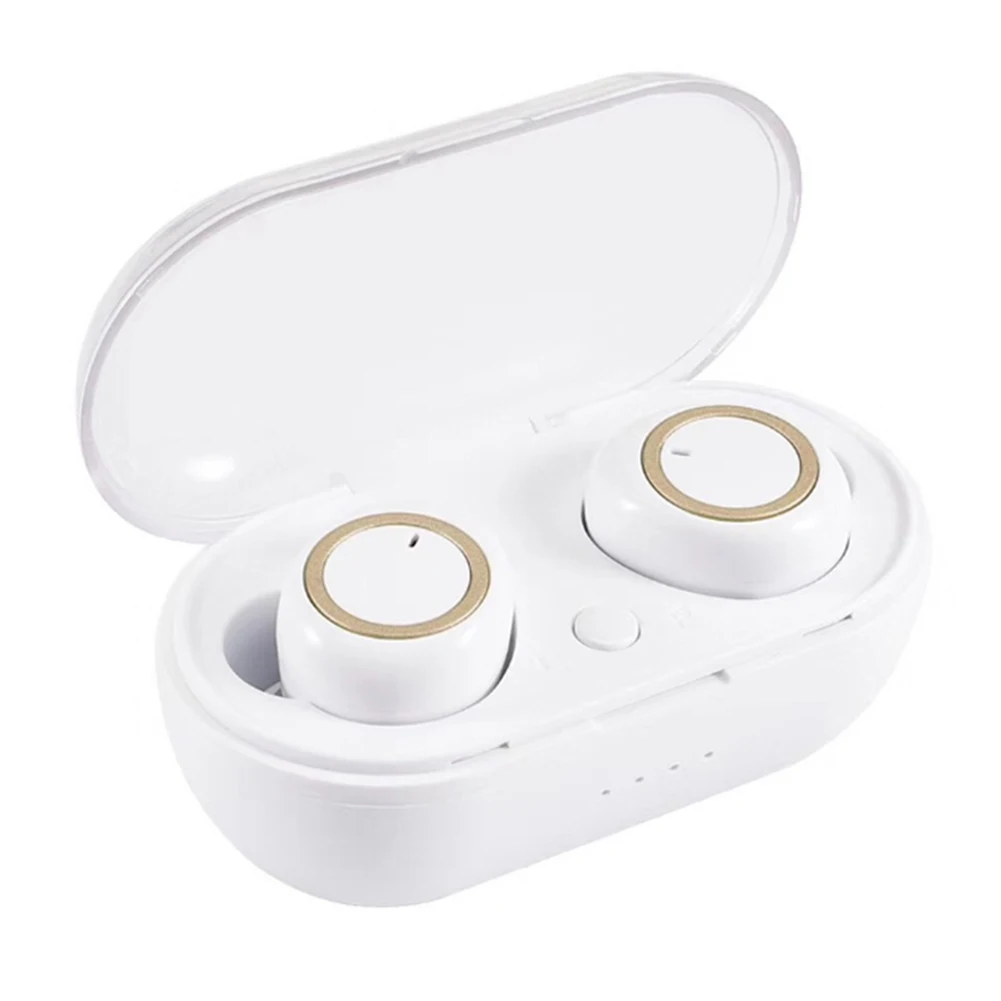 Белый Наушники-вкладыши TWS Bluetooth мини Беспроводной наушники-вкладыши гарнитура 1-к-2 близнецов стерео наушники цифровой Шум снижение вкладыши с зарядным отсеком - Цвет: Белый
