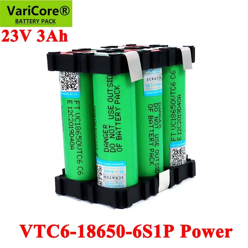 VariCore 18650 VTC6 6S1P 3000mAh High power 20 amps 21V/25.2V for Screwdriver Electric hand drill batteries weld battery pack |