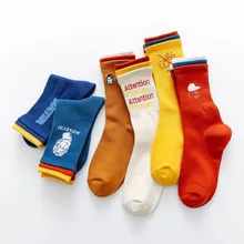 Корейский стиль, уличная одежда, женские хлопчатобумажные носки, носки Harajuku, креативные, для девушек, трендовые, с принтом, длинные носки, Прямая поставка