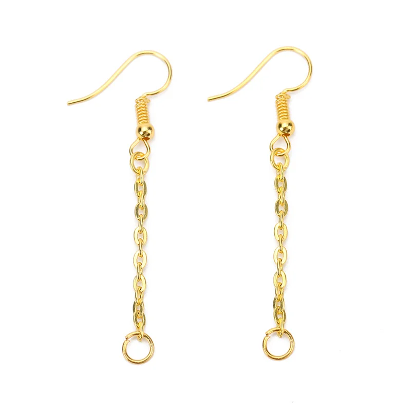20pcs Gold Silver Color Iron Earring Hooks Wires With Ear Earrings Pendant Charms Connector For Jewelry Making Findings Supplies