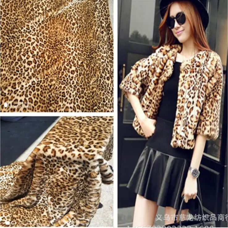 Жаккардовая ткань с леопардовым принтом с плюшевой подкладкой с искусственным мехом меховой воротник декоративный, плюшевый ковер войлочную ткань, счетчик ткани для сумок, обуви, 100 см* 180 см