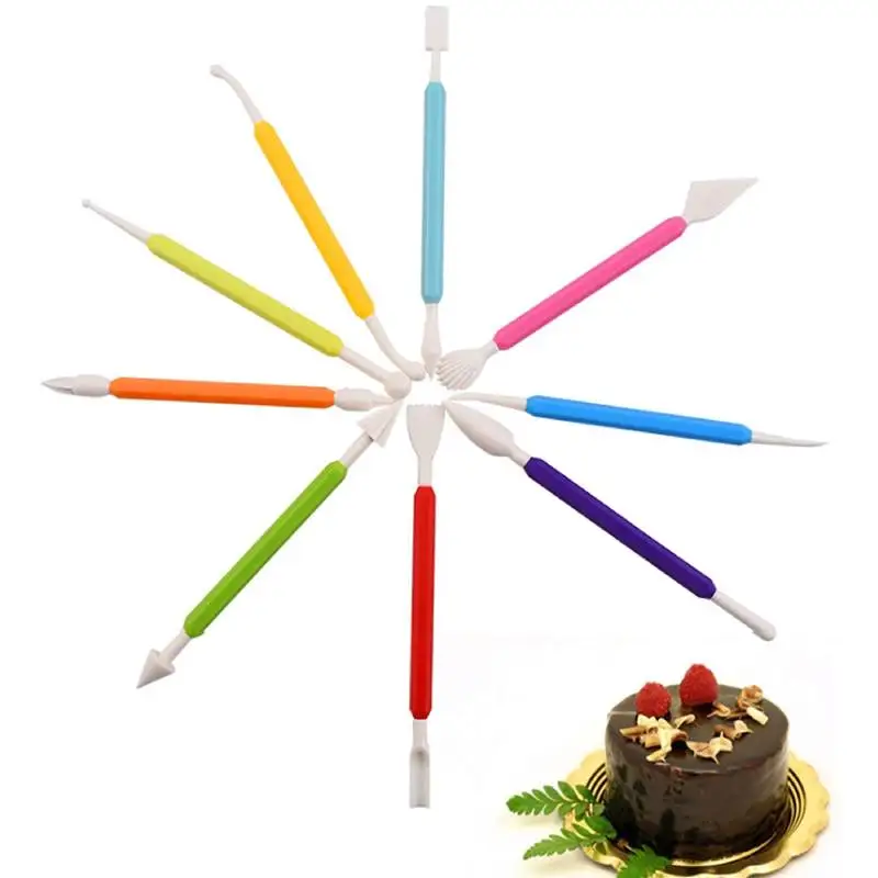 9pc Fondant Model Kit Double-Ended with 18 Sculpting Shape Carving Knife Pen for DIY Icing Cake Sugar Craft Clay Flower Paste | Дом и сад