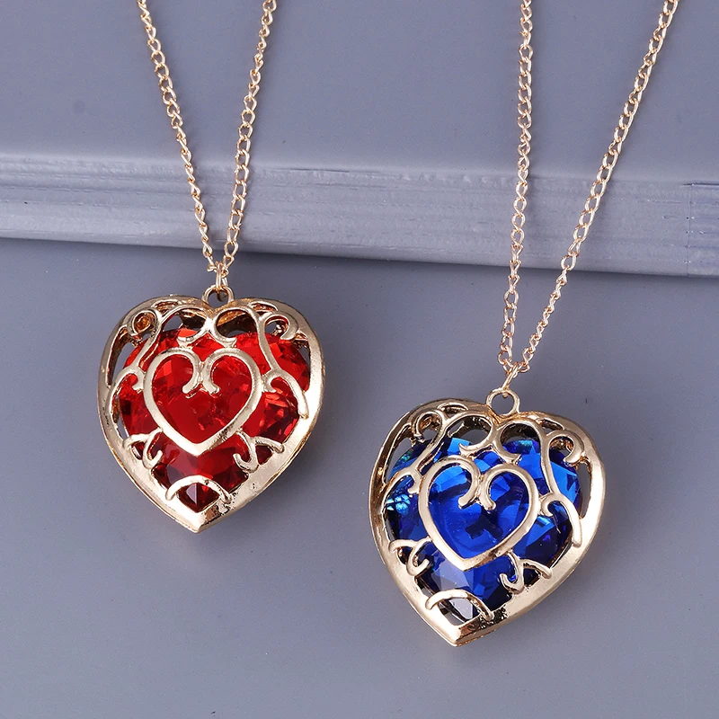 Модные украшения Legend of Zelda ожерелье синий кулон в виде красного сердца любовники Пара Ожерелье для женщин и мужчин подарок