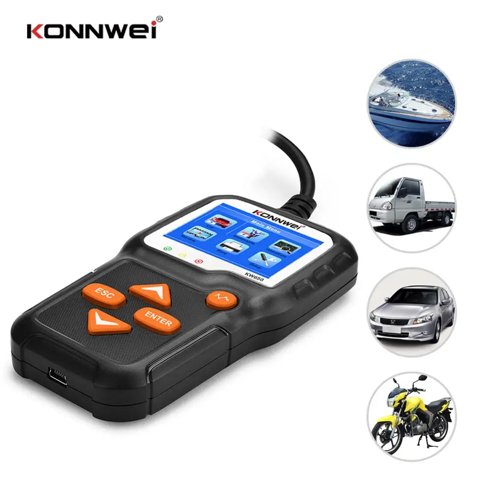 Тестер автомобильного аккумулятора KONNWEI KW650 6 16 В вход 100 2000 диагностический