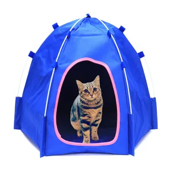 

Portable folding pet dog tent house breathable print pet cat house with net mesh small cat dog camping house for outdoor.