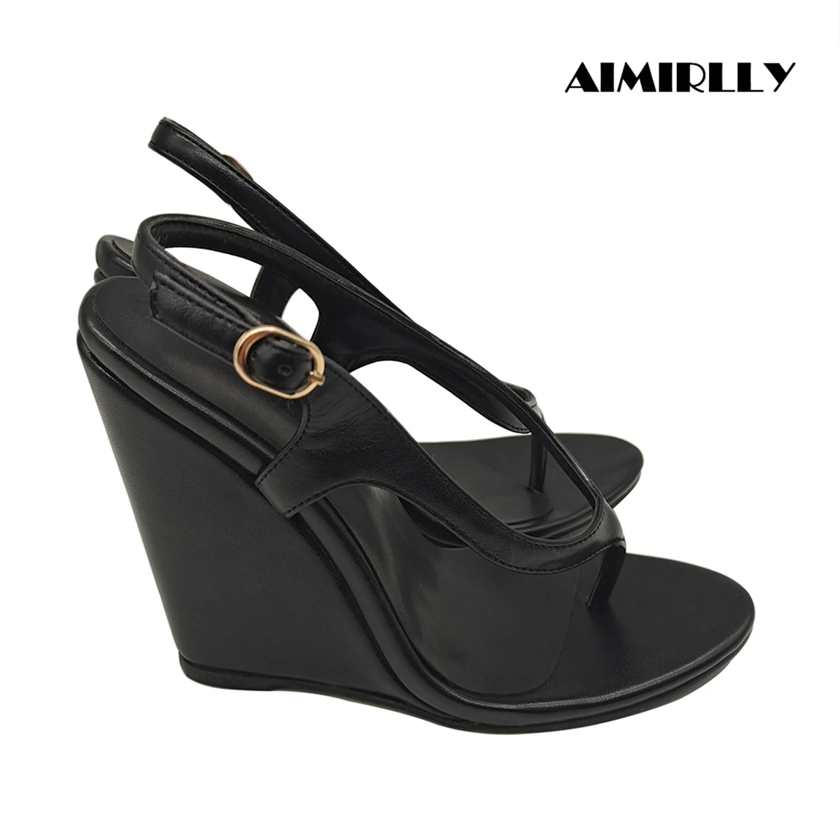 

Women's Shoes Flip Flops Wedges Sandals High Heels Ladies Spring Summer Comfortable Casual Footwear Ankle Strap Black