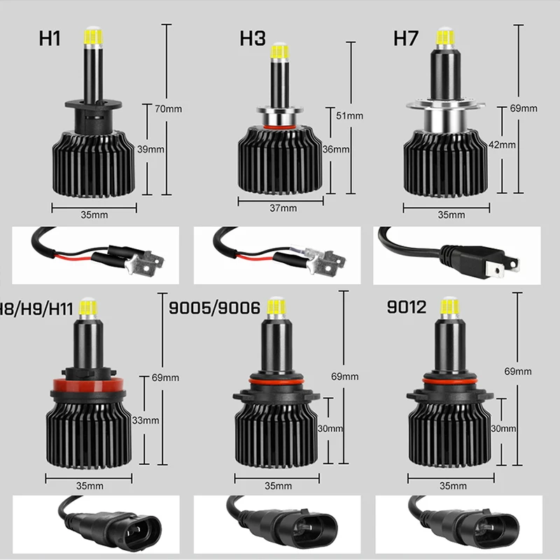 LED Headlight Dualvision H7 25000LM 360 Degree 54pcs CSP LED 9012 HIR2 H1 H11 H8 H9 9005 9006 HB3 HB4 100W STG Low Beam For Lens