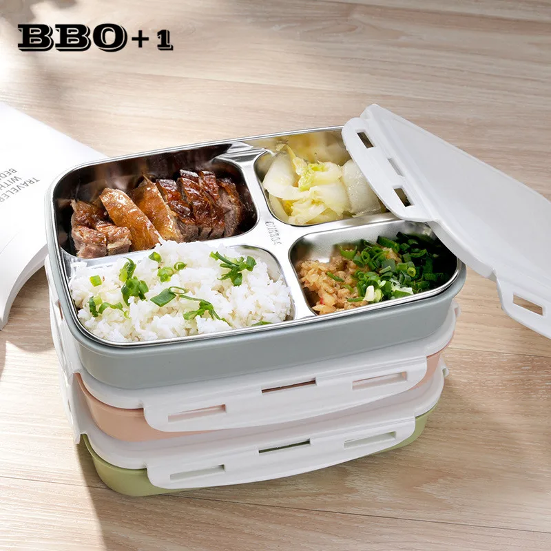 Stainless Steel Lunch Box Bento Boxes Leak proof Japanese Food Container Thermal Lunchbox Adult Children 4 Grid | Дом и сад