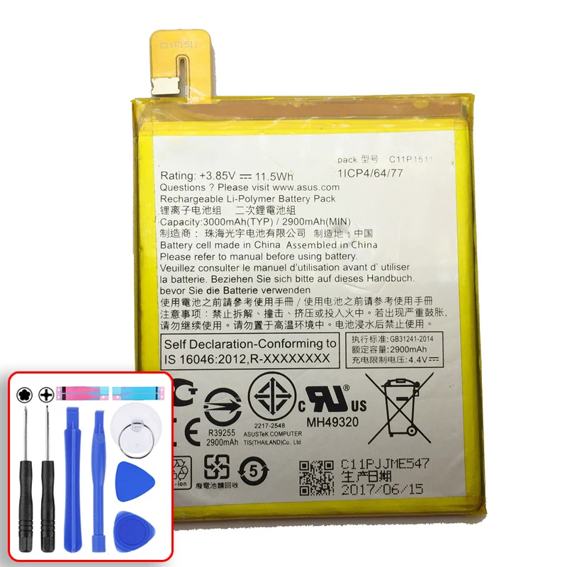 

For Asus ZenFone 3 Ze552kl Z012da/e Mobile Phone Battery C11P1511 3000mAh Li-polymer Battery