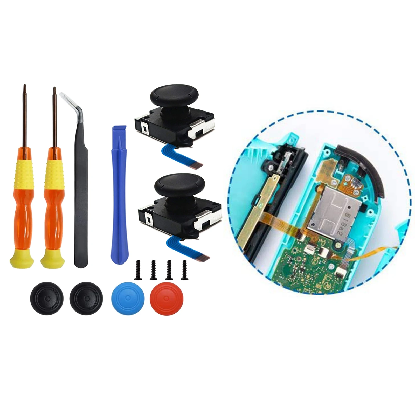 14Pcs Left/Right Joystick Thumbsticks for Nintendo Switch Joy-Con Repair Tool