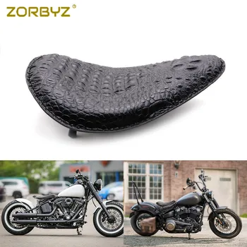 

ZORBYZ Motorcycle Black Crocodile PU Leather Solo Drive Seat For Harley Chopper Bobber Custom SX650