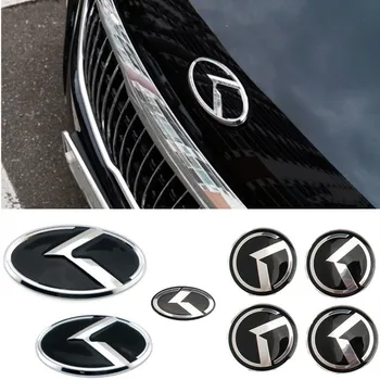 

7pcs Car Front Rear Emblem Steering Wheel Center Hub Caps Sticker For Kia K3 K5 RIO Sportage sorento optima oprius forte ceed