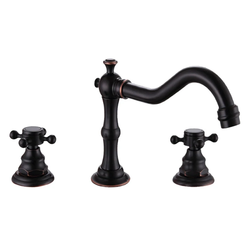 

All-Ceramic Antique Faucet Hot and Cold Mixed Water Basin Three-Hole Faucet Bathtub Faucet