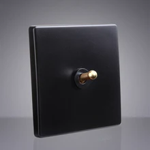 

High Quality Type 86 Retro Black Wall Lamp Switch Brass Lever Single Dual Control 1-4 Gang 2 Way Toggle Switch