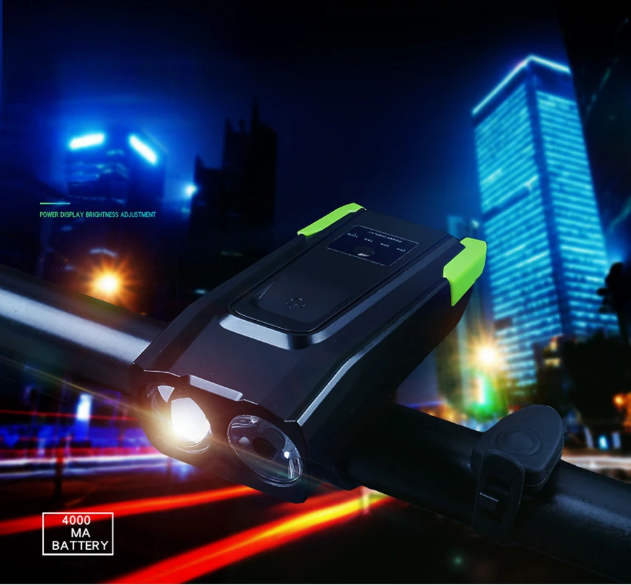 4000mAh Bicycle Flashlight Induction Bike Front Light Set USB Rechargeable Smart Headlight With Horn LED Bike Light+Rear Lamp  (1)