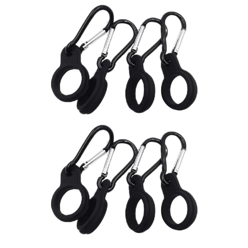 

8PCS Aluminum Sports Kettle Buckle Outdoor Carabiner Water Bottle Holder Rubber Buckles Hook Camping Hiking Tool