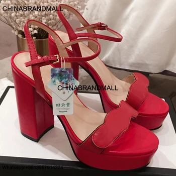 

White Chunky Heel Sandals Designer Shoes Women Luxury Sandals 2020 Platform Chunky Heel Sandal