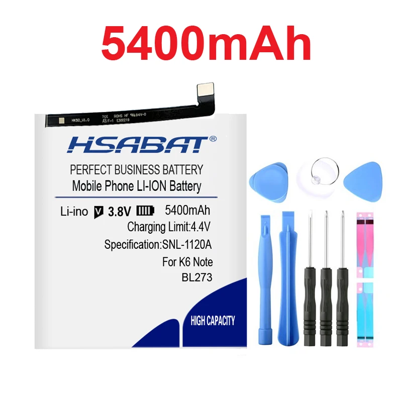 

HSABAT 5400mAh BL273 Battery for LENOVO K6 Note K6 Note Dual SIM