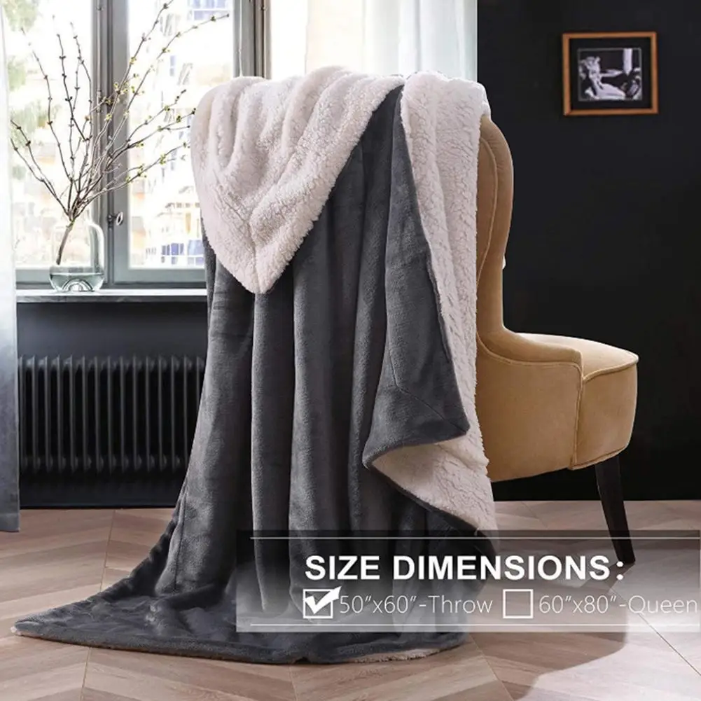 Зимнее кашемировое одеяло, толстое Двухслойное фланелевое одеяло ...