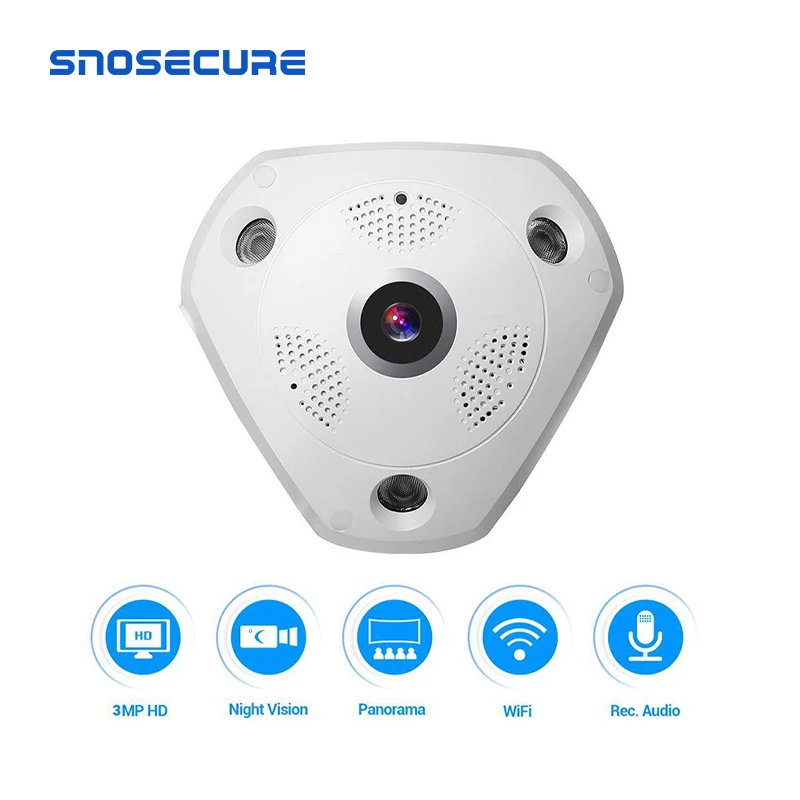 SNOSECURE 3.0MP HD ip камера рыбий глаз 1 44 мм объектив ночного видения 2 сторонняя аудио