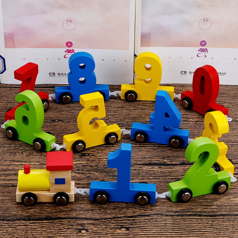 

11PCS Baby Montessori 0~9 Digital Train Toys Wood Numbers Set Figure Model Pattern Early Educational Wooden Toys Set For Kids