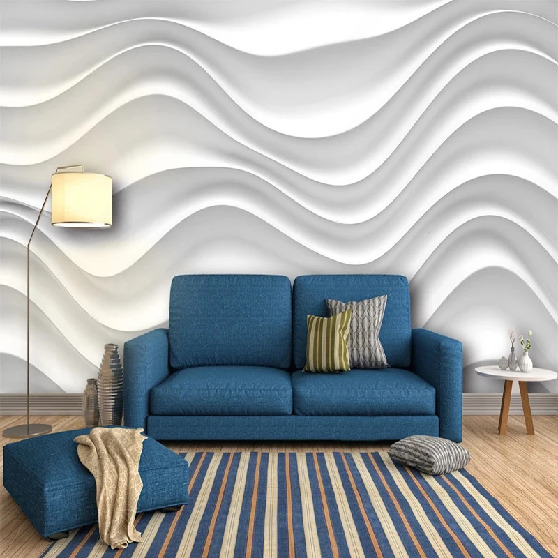 3D Wallpaper White European Style Wave Pattern Covering Wall Painting Living Room Bedroom Backdrop Home Decor Papel De Parede