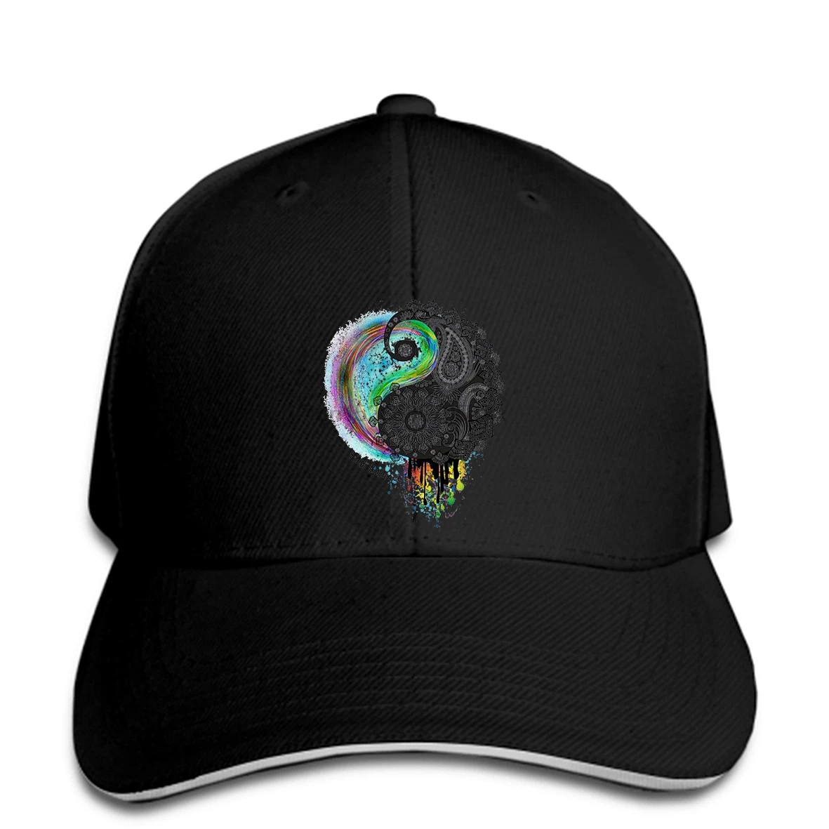 Женская белая бейсбольная кепка capYin Yang Find Balance Zen spatter paint Effect Print TS106 snapback