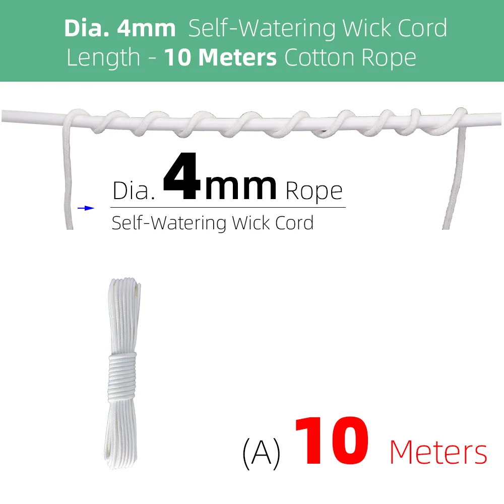 4/5/6/8MM Self-Watering Wick Cord Vacation Planter Pot DIY Automatic Watering Device System Potted Auto Drip Waterer Cotton Rope 