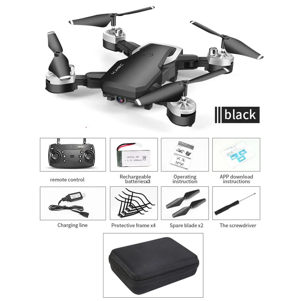 200W with bag Black HJ28-1 складной Радиоуправляемый Дрон 4 канала Wifi FPV удерживающий высоту фото/видео Радиоуправляемый квадрокоптер Дрон с 3 батареями - Цвет: 200W with bag Black