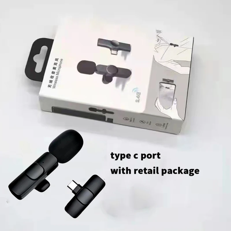 Wireless Lavalier Microphone Portable Audio Video Recording Mic For IPhone Android Live Game Mobile Phone 