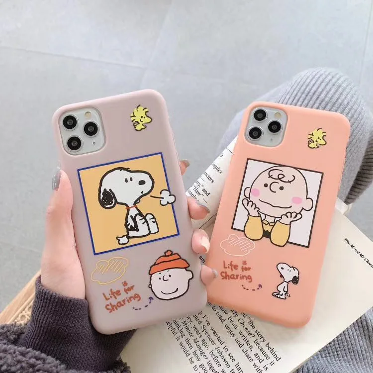 Hot Peanut Dog Charlie brown Woodstock Candy Frosted TPU Cover For iPhone 7 8 6 s Plus 11 Pro X Xs Max Xr Pink Soft Case |