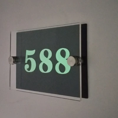20x14 см на заказ прозрачный акриловый знак дверные пластины со светящимися стерео слова акриловая задняя панель номерная табличка для дома