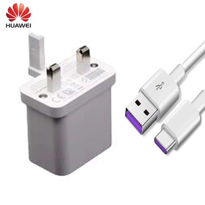 For HUAWEI UK plug USB Charger Wall Travel SuperCharge Fast Original 5V4.5A 5A USB Type C Cable