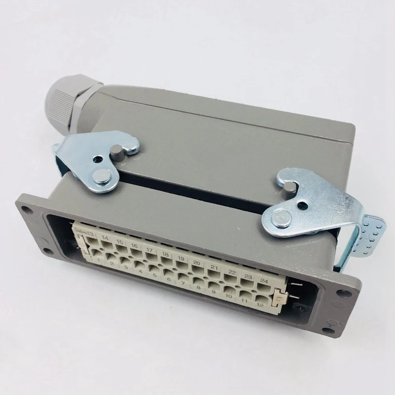 

Rectangular H24B-He-024-1 Heavy Duty Connectors Power 24 Pin Cores Line 16A 500V Screw Feet Aviation Plug Socket,139x43x72Mm