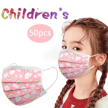 

Fast Delivery 10/20/50/100PC Kids Scarf Face Mask Mascarilla 2020 Children Disposable Print Face Mask Industrial 3Ply Ear Loop