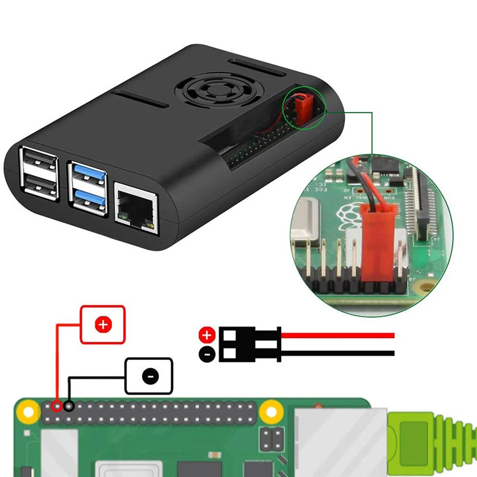 Корпус Raspberry Pi 4, корпус для Raspberry Pi с охлаждающим вентилятором, радиатор Raspberry Pi 4 для Raspberry Pi 4 Модель B, Pi 4B, Pi 4