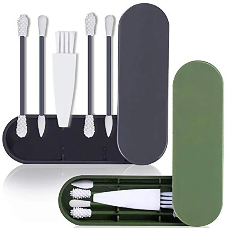 4 unids/caja de bastoncillos de algodón reutilizables, limpieza de orejas, bastoncillos de maquillaje de silicona lavables, Kit Flexible suave de herramientas de maquillaje