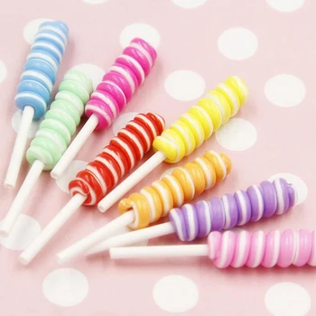 

4Pcs Cute Colorful Lollipops Dollhouse Party Candy Miniature Lollipops Decor