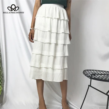 

Luck A Summer 2020 casual fold long women skirt high waist female skirts ruffles womens like cake skirt