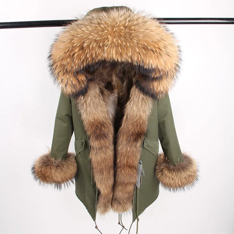 MaoMaoKong натуральный Лисий воротник пальто натуральный мех енота подкладка зимняя куртка Длинные парки с капюшоном - Цвет: 8