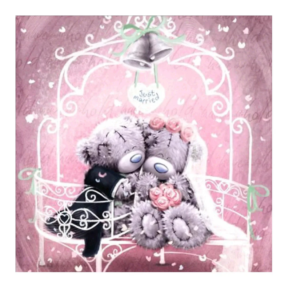 

cartoon plush teddy bear Diamond Painting Cross Stitch Full Round New DIY 5D home decorative wedding couple Mosaic Embroidery
