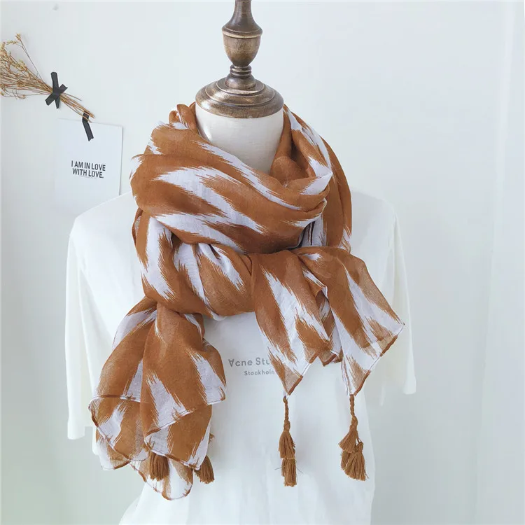 Маленький цветочный печатный рисунок женский шарф розовый длинный femme bufanda tassels девушки обертывание хиджабы солнцезащитный шарф
