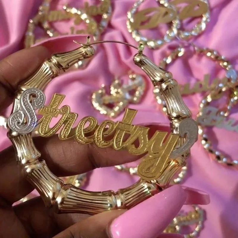 

Fashion Custom Name Earrings 2020 Gold Heart earrings Set Hoop Earrings for Women Dropshipping