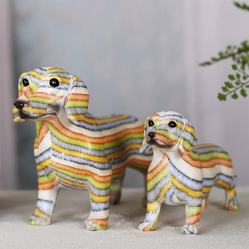 

Disordered Colored Linesanimal Statue Room Embellishment Decor Craft Dachshund Shar Pei Dog Accessories Furnishing