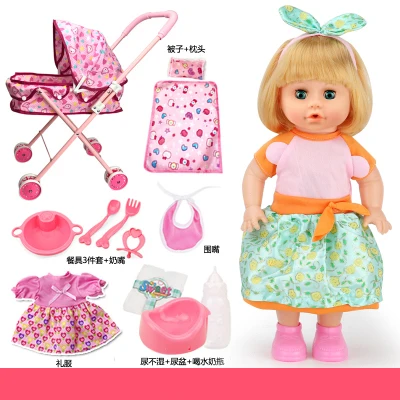 Bebe reborn говорящая Девочка Розовая тележка 32 см виниловый корпус силиконовые куклы