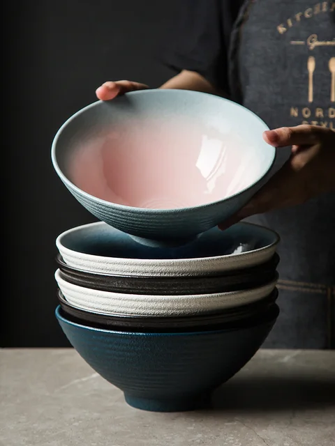Japanese Ramen Bowl Ceramic Bowl Household Salad Bowl Creative Specialty Restaurant Tableware 2
