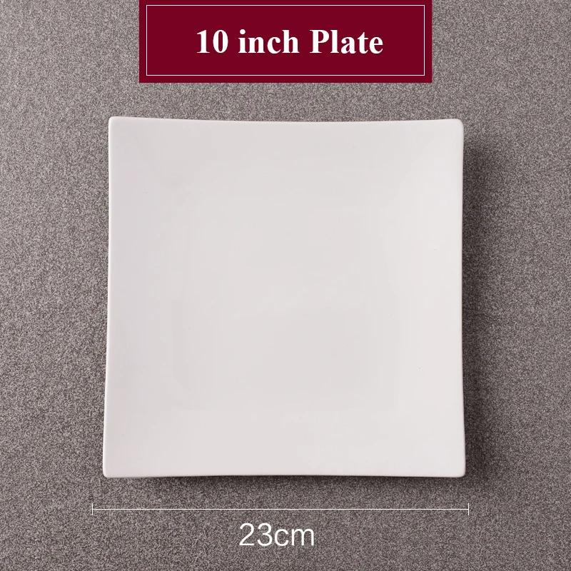 Food Plate Creative Pure White Ceramic Dinner Plates Square Western Steak Dish Porcelain Tableware Fruit Cake Tray Pasta Dishes